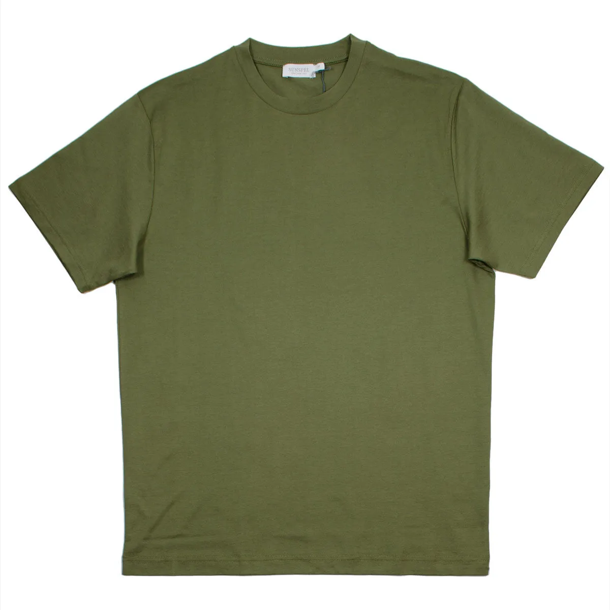 Sunspel Short Sleeve Riviera Crew Neck T-shirt Khaki Green