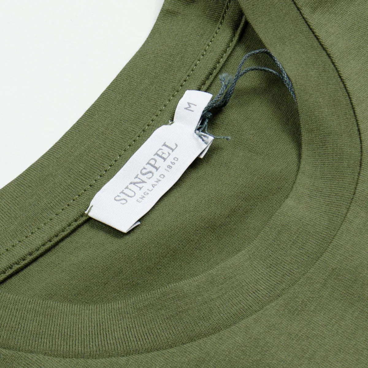 Sunspel Short Sleeve Riviera Crew Neck T-shirt Khaki Green