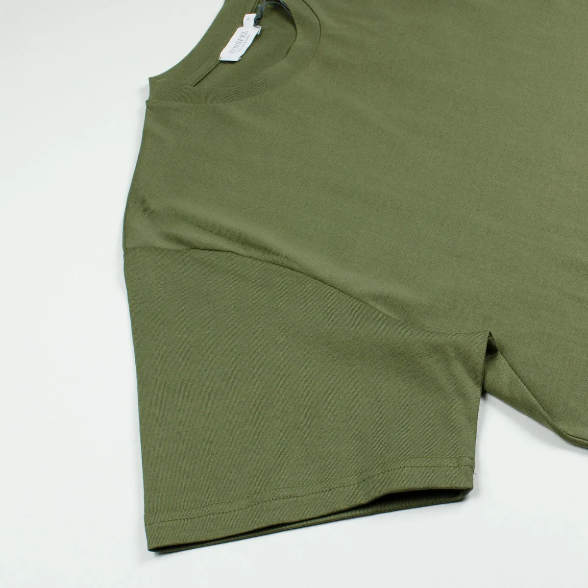 Sunspel Short Sleeve Riviera Crew Neck T-shirt Khaki Green