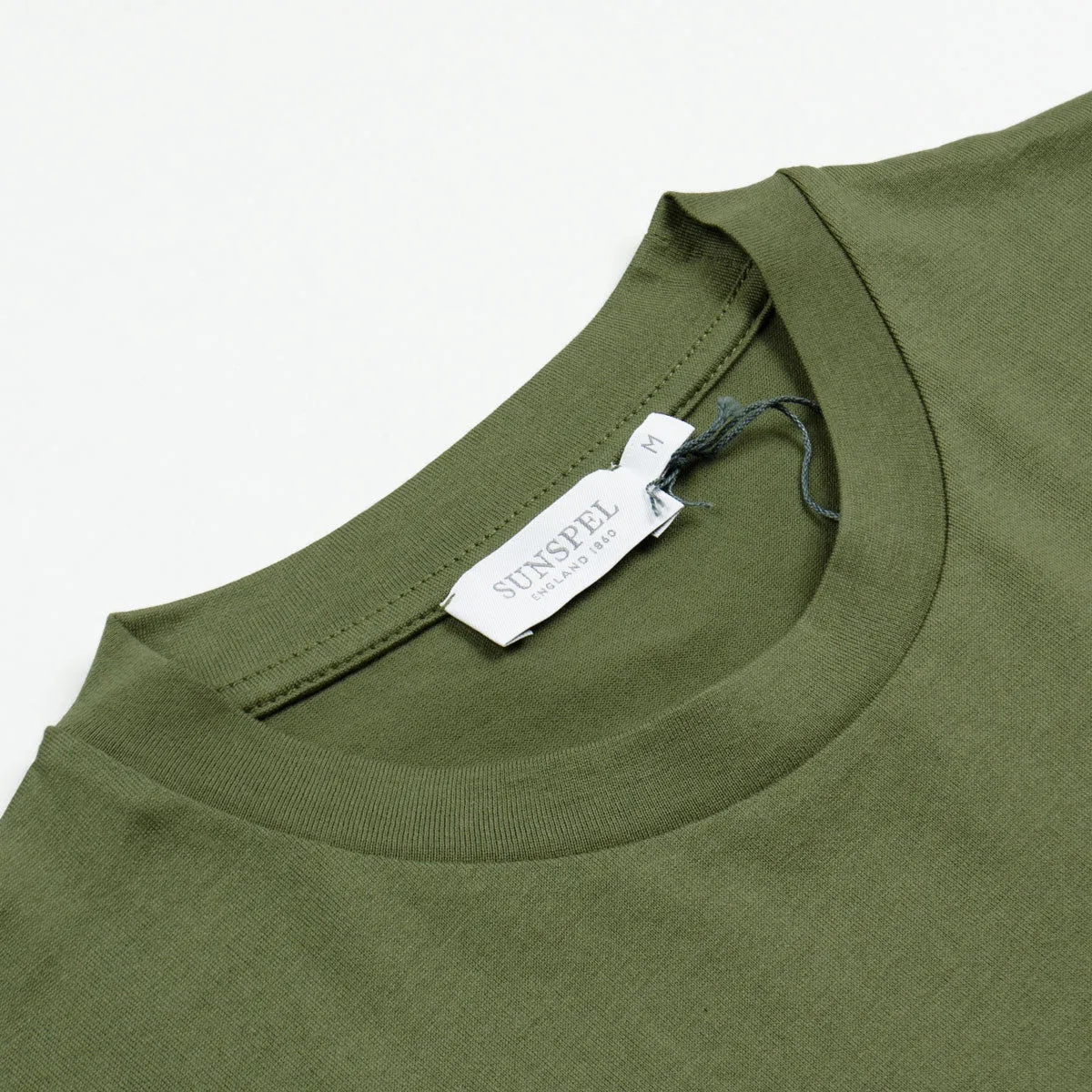 Sunspel Short Sleeve Riviera Crew Neck T-shirt Khaki Green