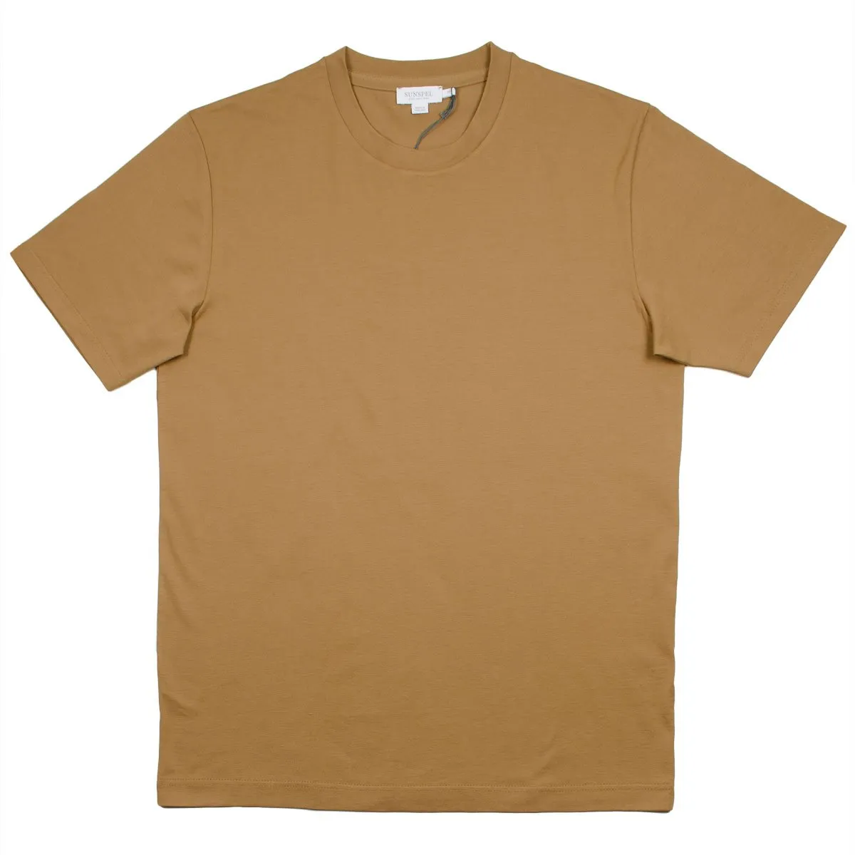 Sunspel T-shirt, Camel color, Short Sleeve, Riviera Crew Neck