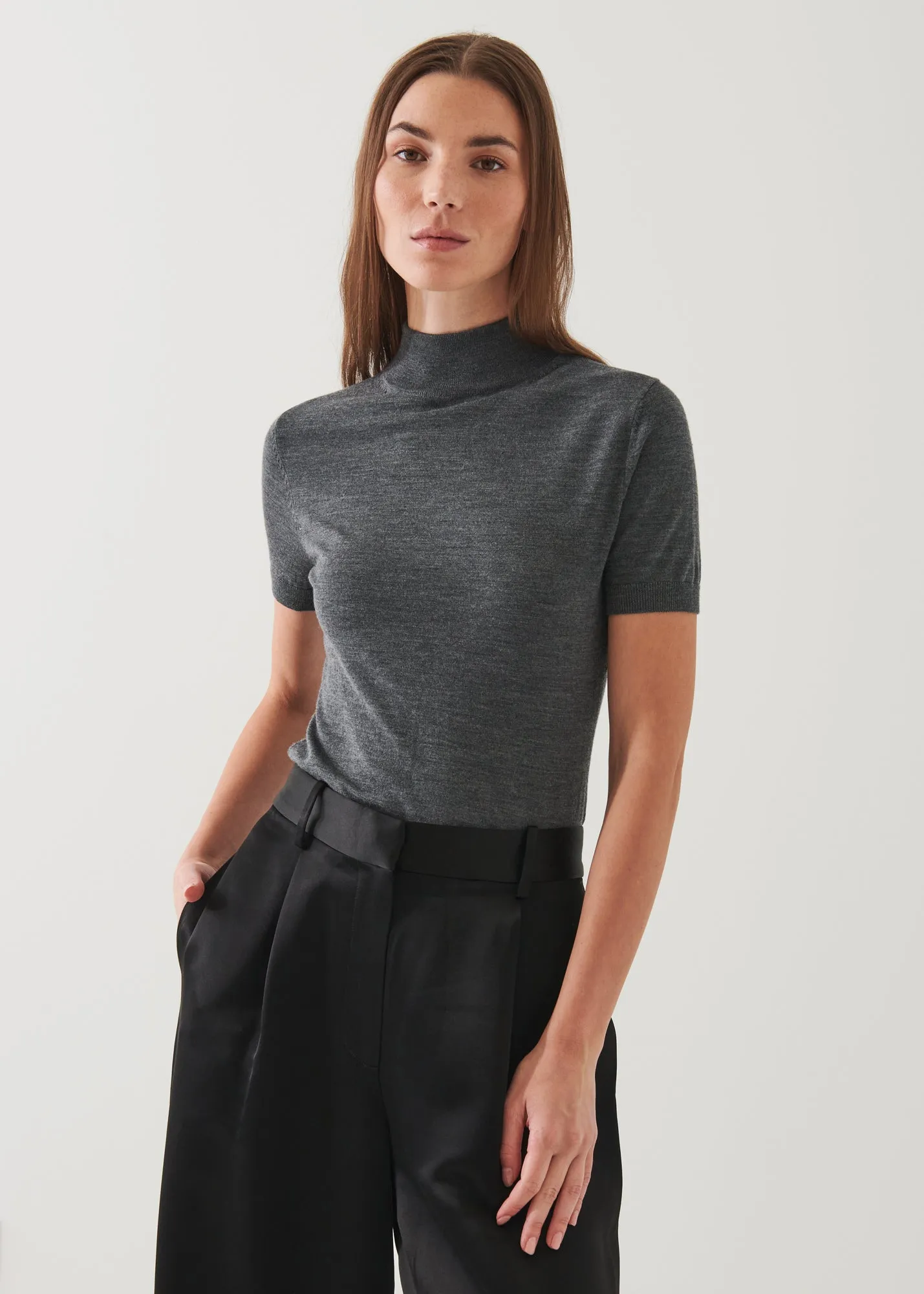 Superfine Merino wool mock neck