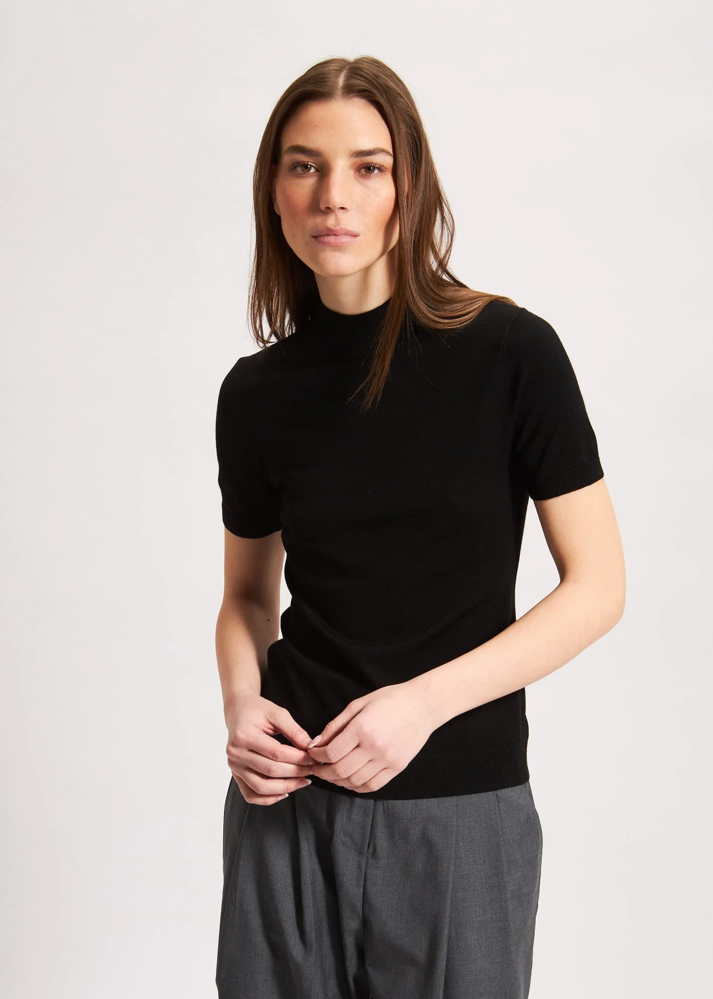 Superfine Merino wool mock neck