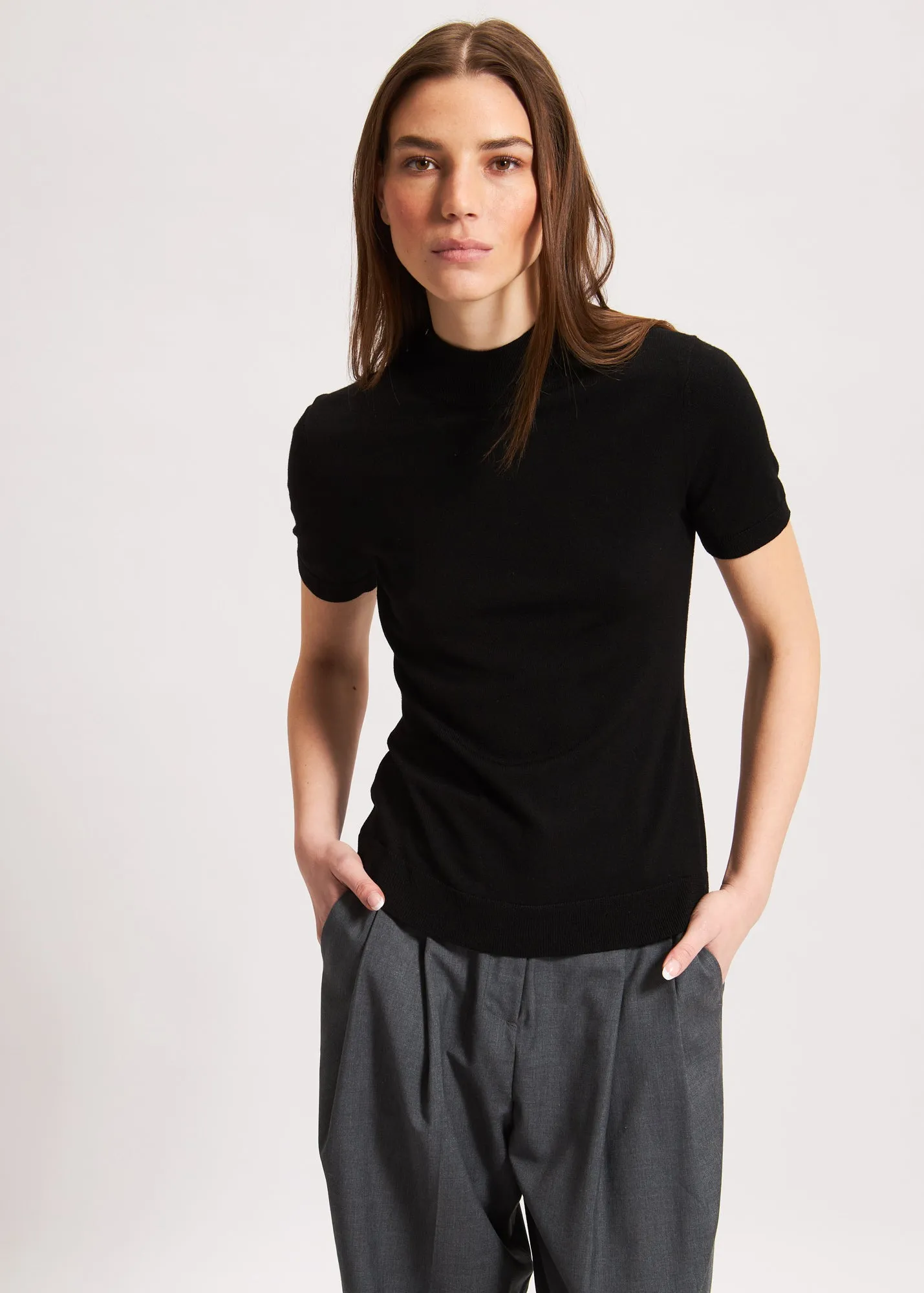 Superfine Merino wool mock neck