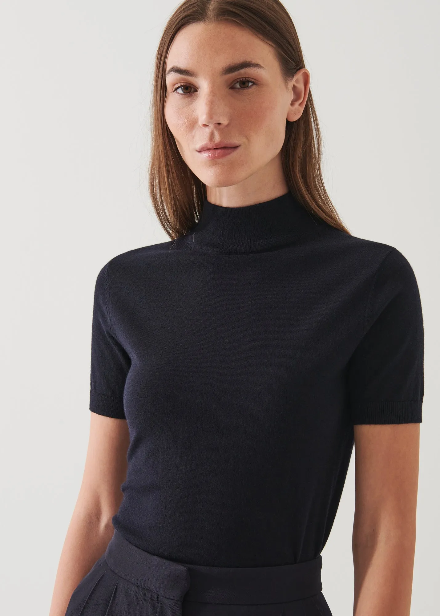 Superfine Merino wool mock neck