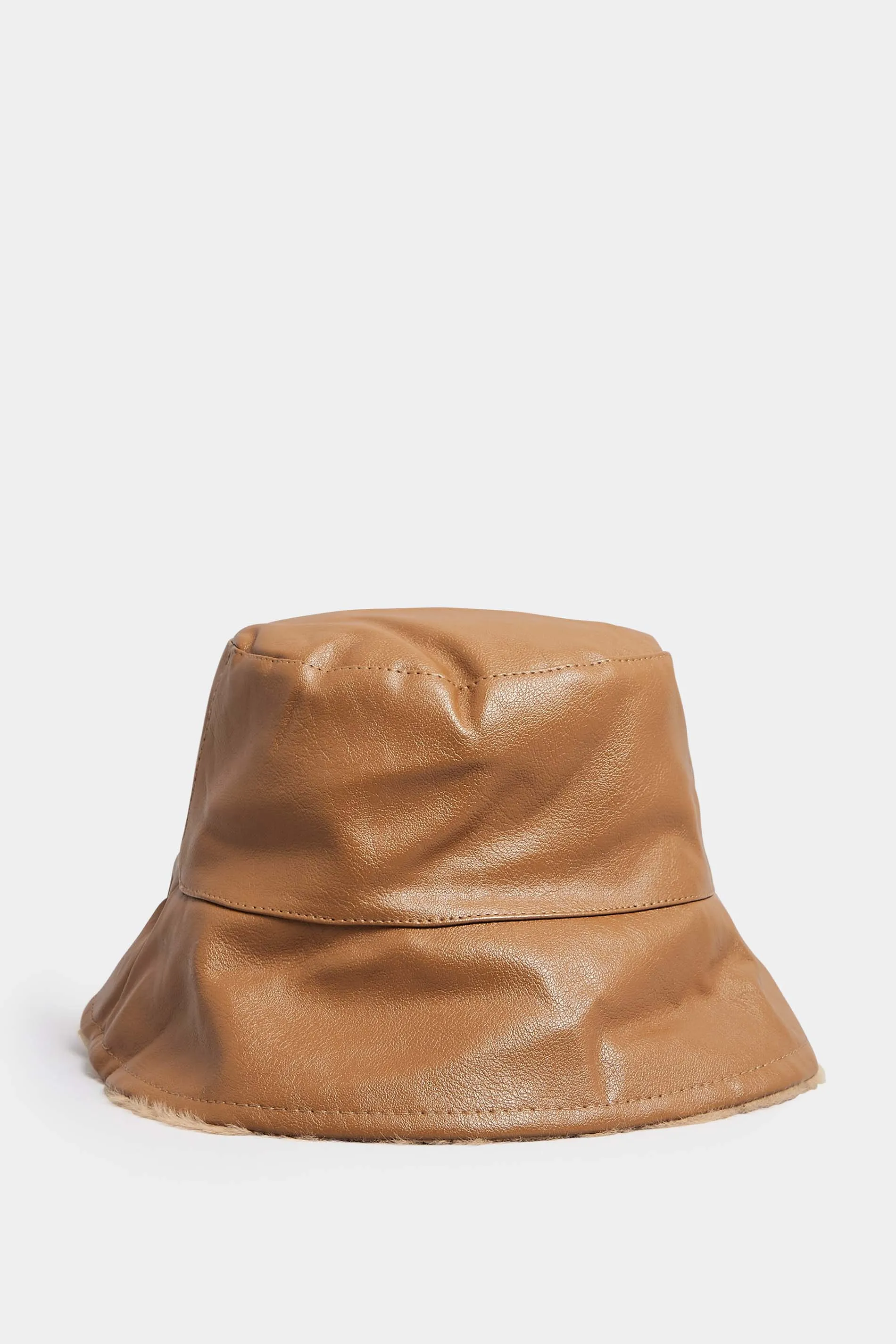 Tan Faux Leather Bucket Hat