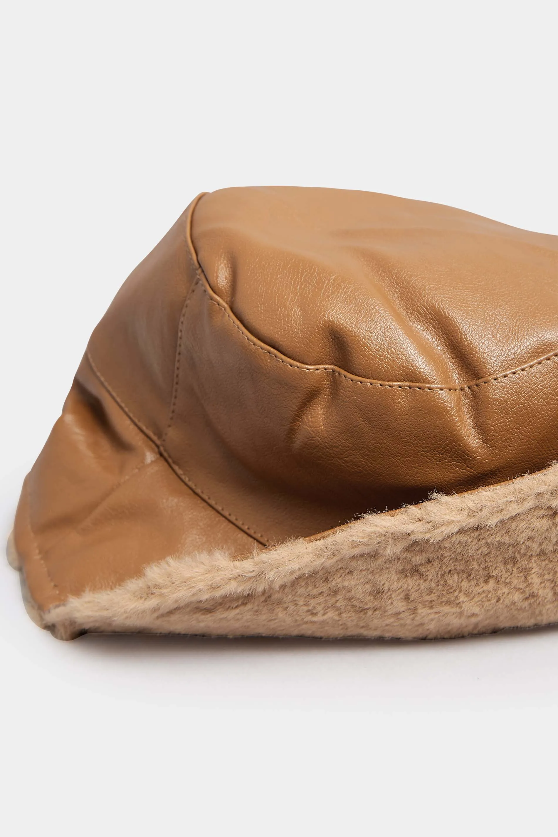 Tan Faux Leather Bucket Hat