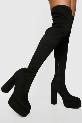 Thigh High Stretch Platform Boots