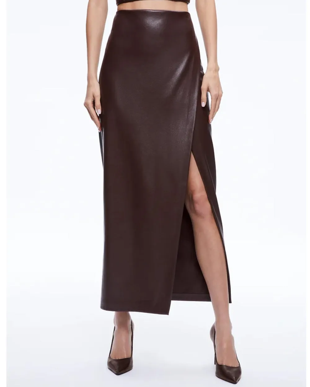 Toffee Siobhan Vegan Leather Wrap Maxi Skirt