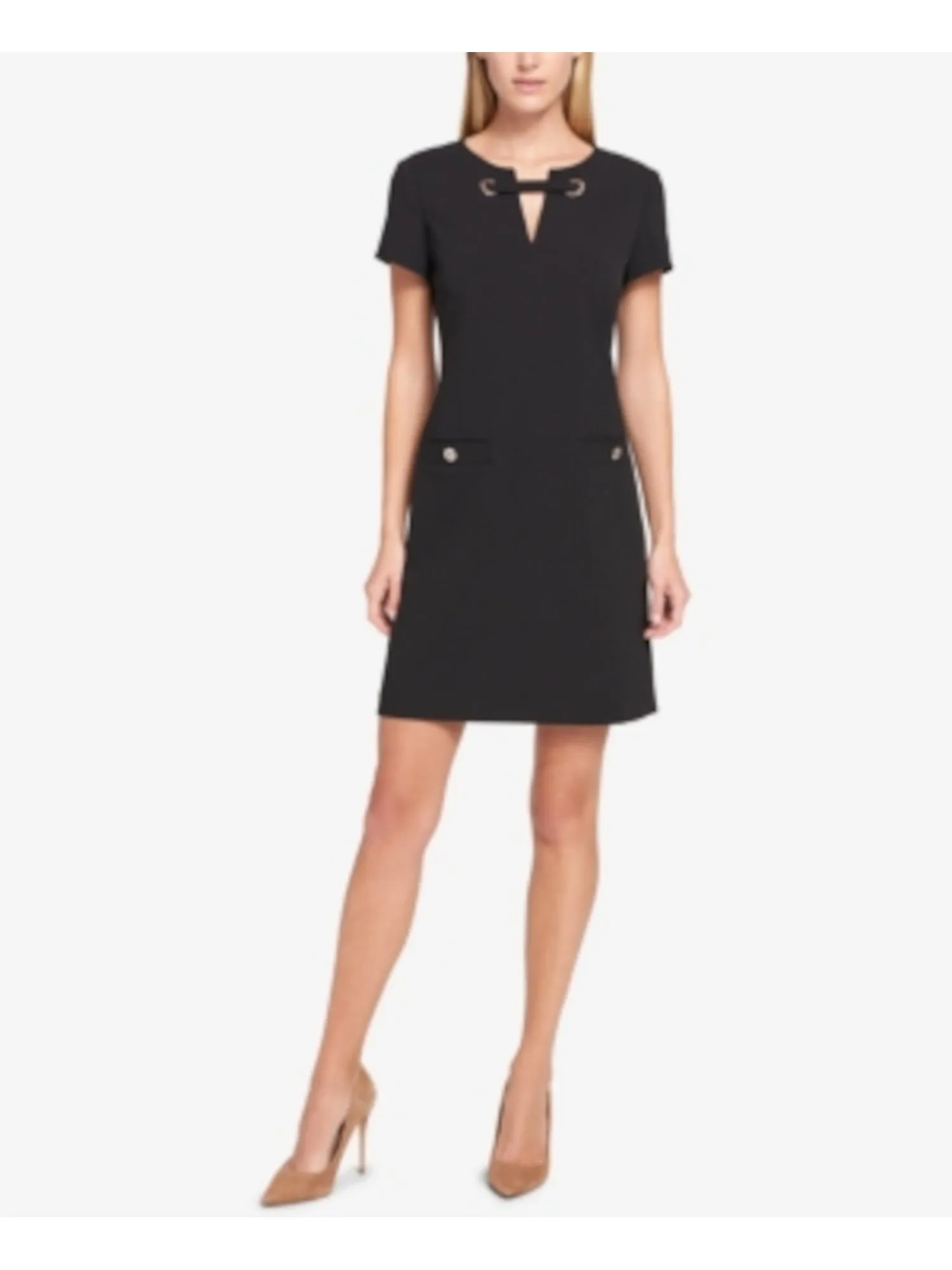 Tommy Hilfiger Black Stretch Scuba Crepe Cocktail Dress