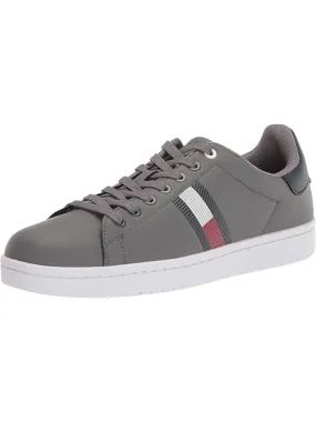 Tommy Hilfiger Gray Sneakers Shoes with Removable Insole, Logo Lampkin Design, Round Toe, and Platform; Lace-Up for Men