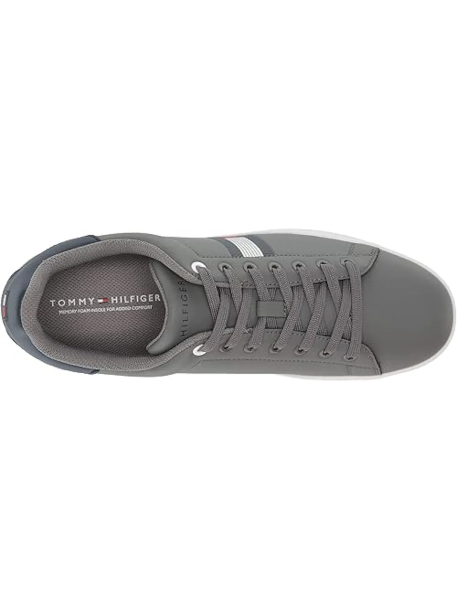 Tommy Hilfiger Gray Sneakers Shoes with Removable Insole, Logo Lampkin Design, Round Toe, and Platform; Lace-Up for Men