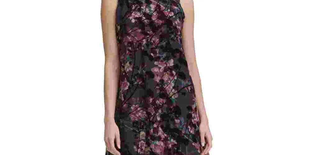 Tommy Hilfiger Purple Floral Chiffon Dress - Women's Mock Neck - Size 10