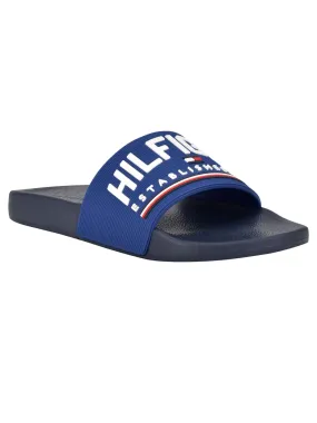 Tommy Hilfiger Women's Blue Mixed Media Comfort Waterproof Eldin Platform Slide Sandals