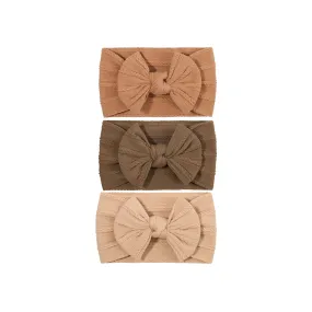 Trio Single Bow Cable Knit Baby Headbands #26 Available Now