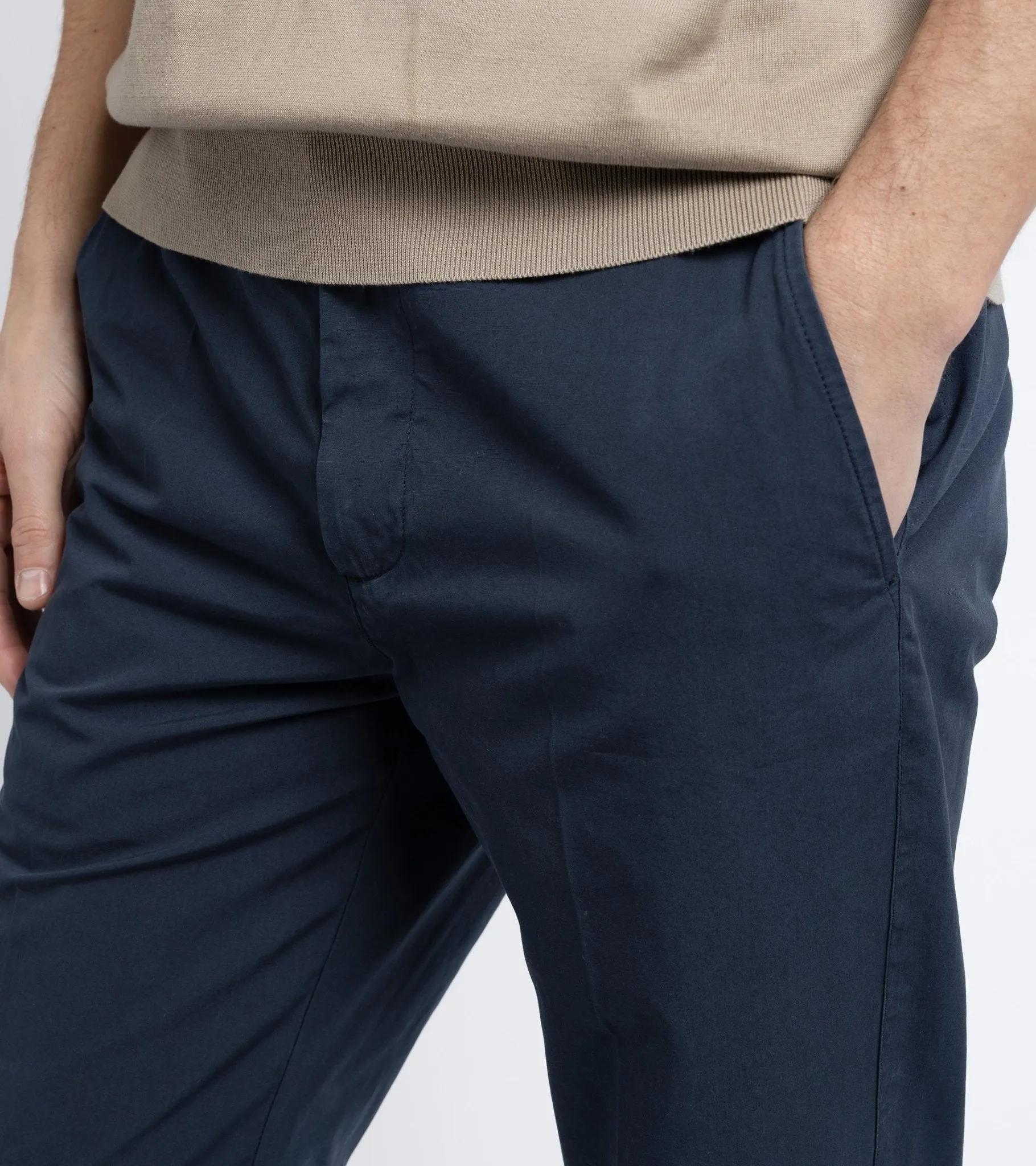 Trunk Hallam Navy Cotton Poplin Trousers