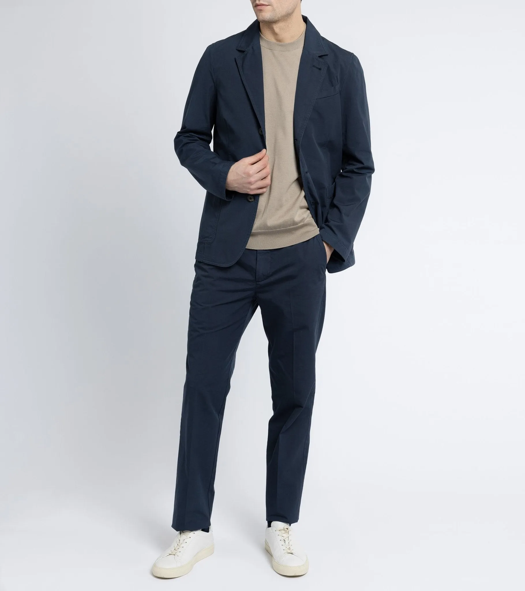 Trunk Hallam Navy Cotton Poplin Trousers