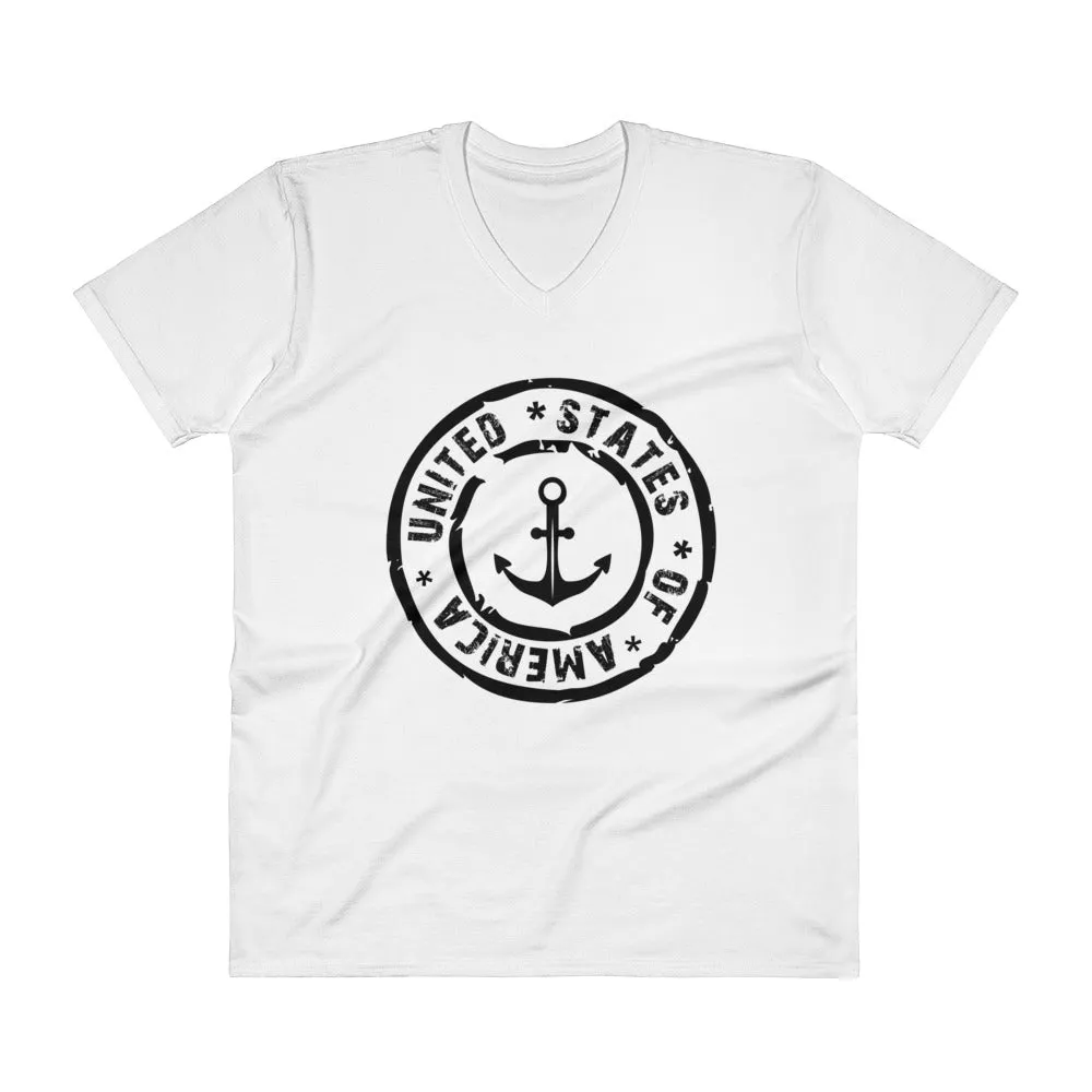 USA Designs - V-Neck T-Shirt - Anchor