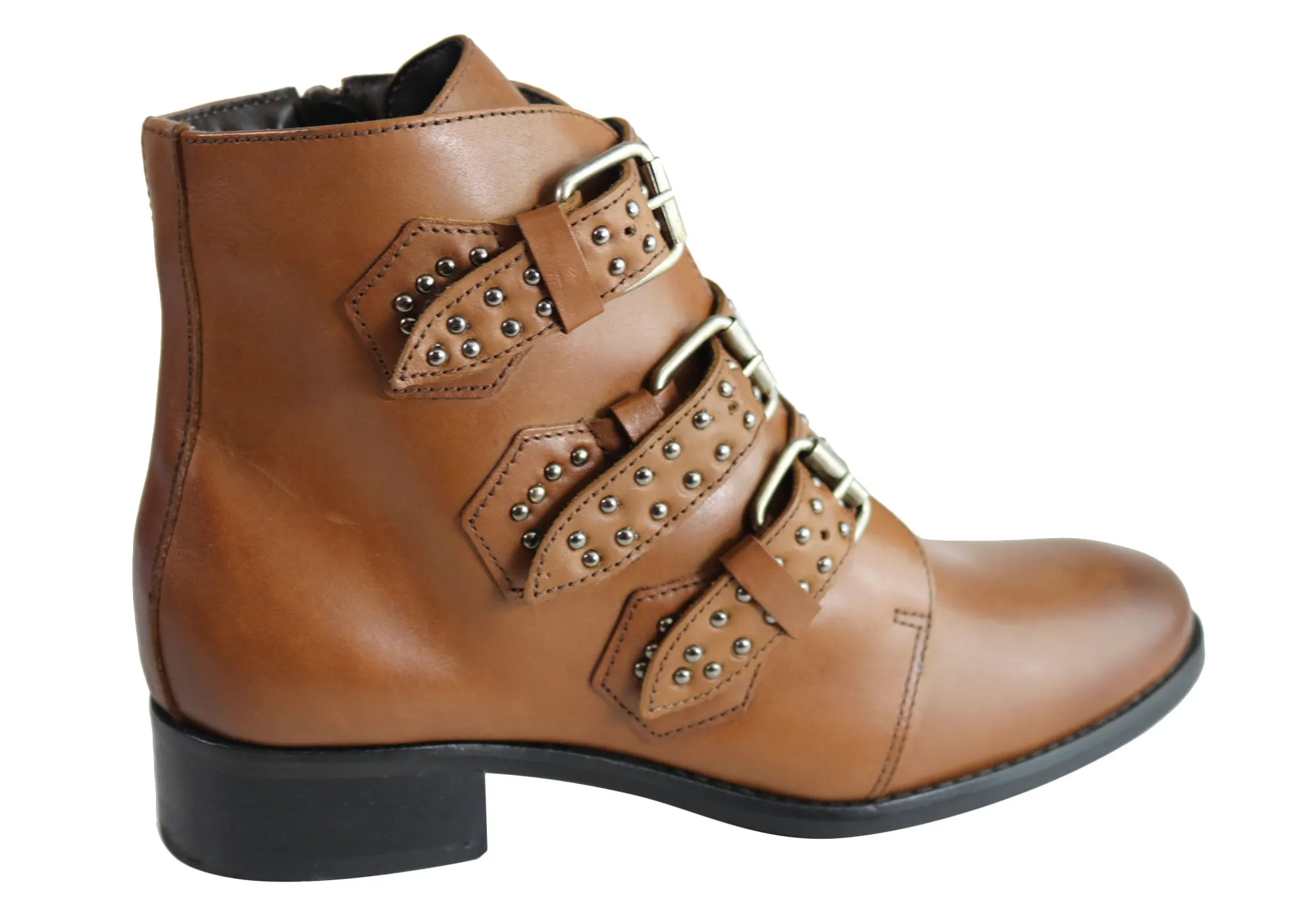 Villione Maya Womens Comfortable Leather Ankle Boots Made In Brazil