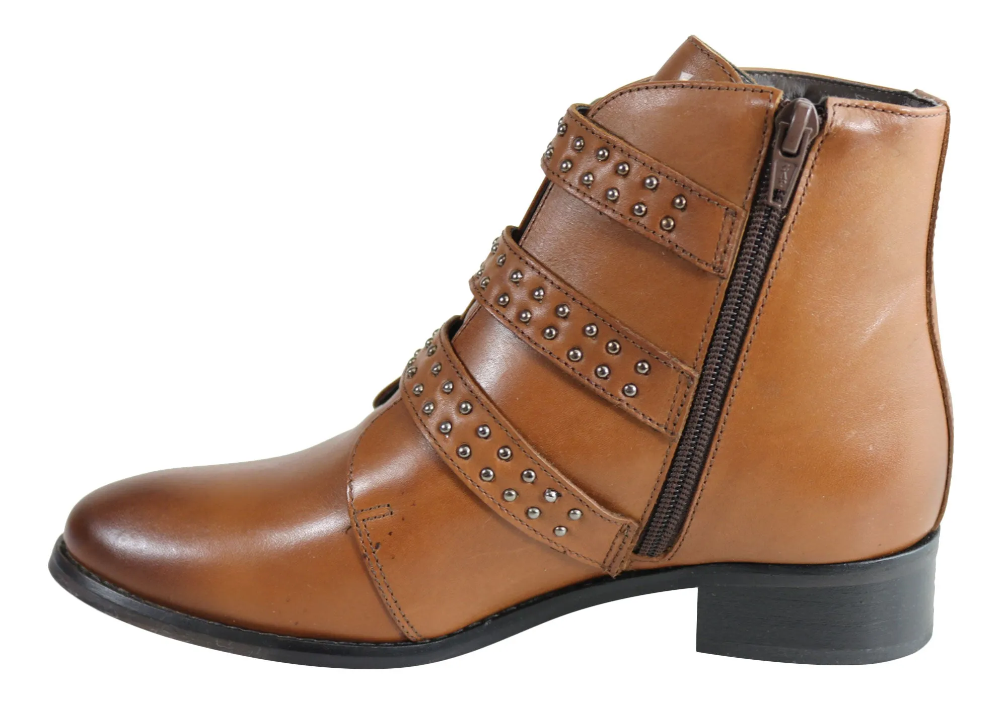 Villione Maya Womens Comfortable Leather Ankle Boots Made In Brazil