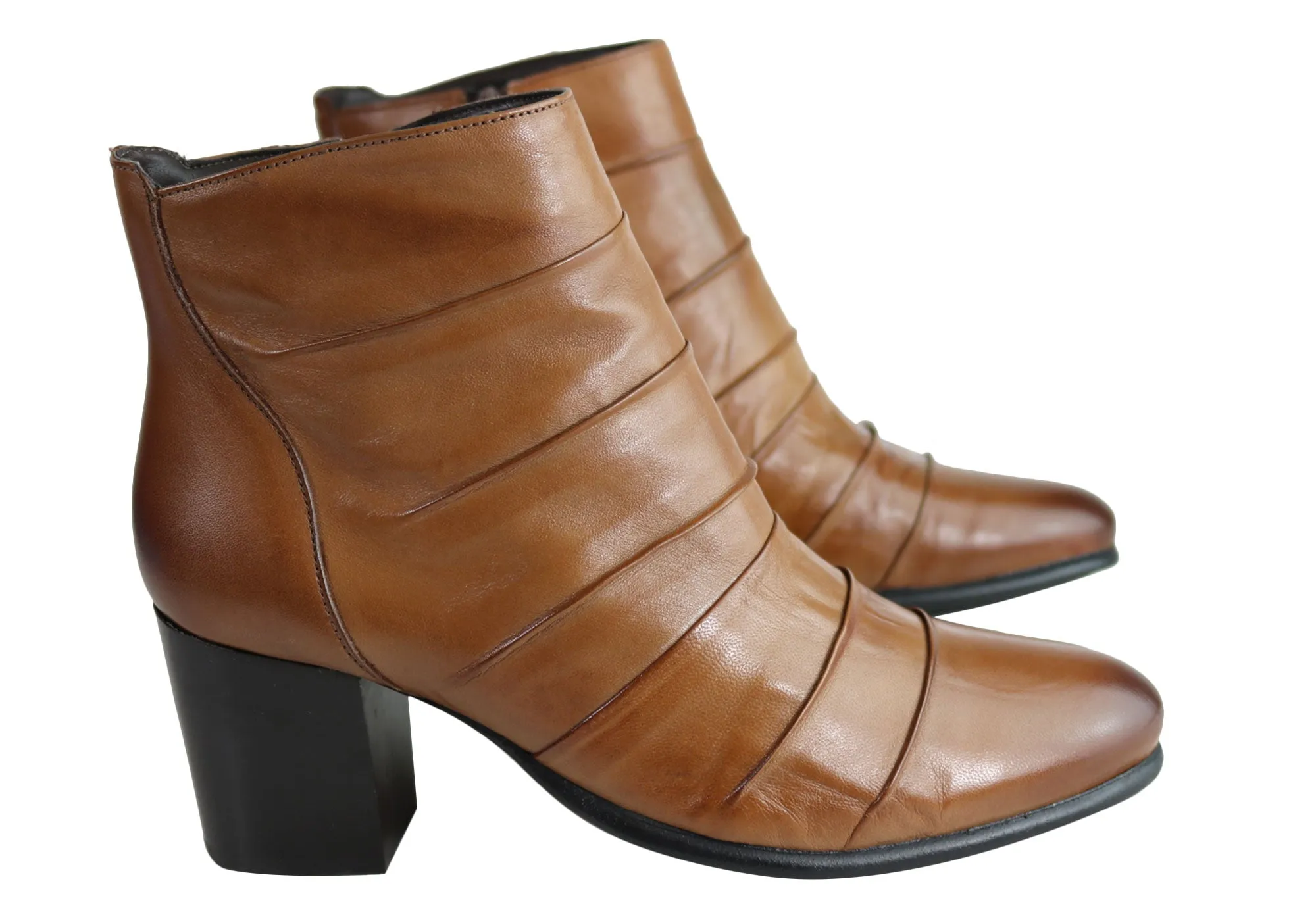 Villione Monica Womens Comfortable Leather Ankle Boots Made In Brazil