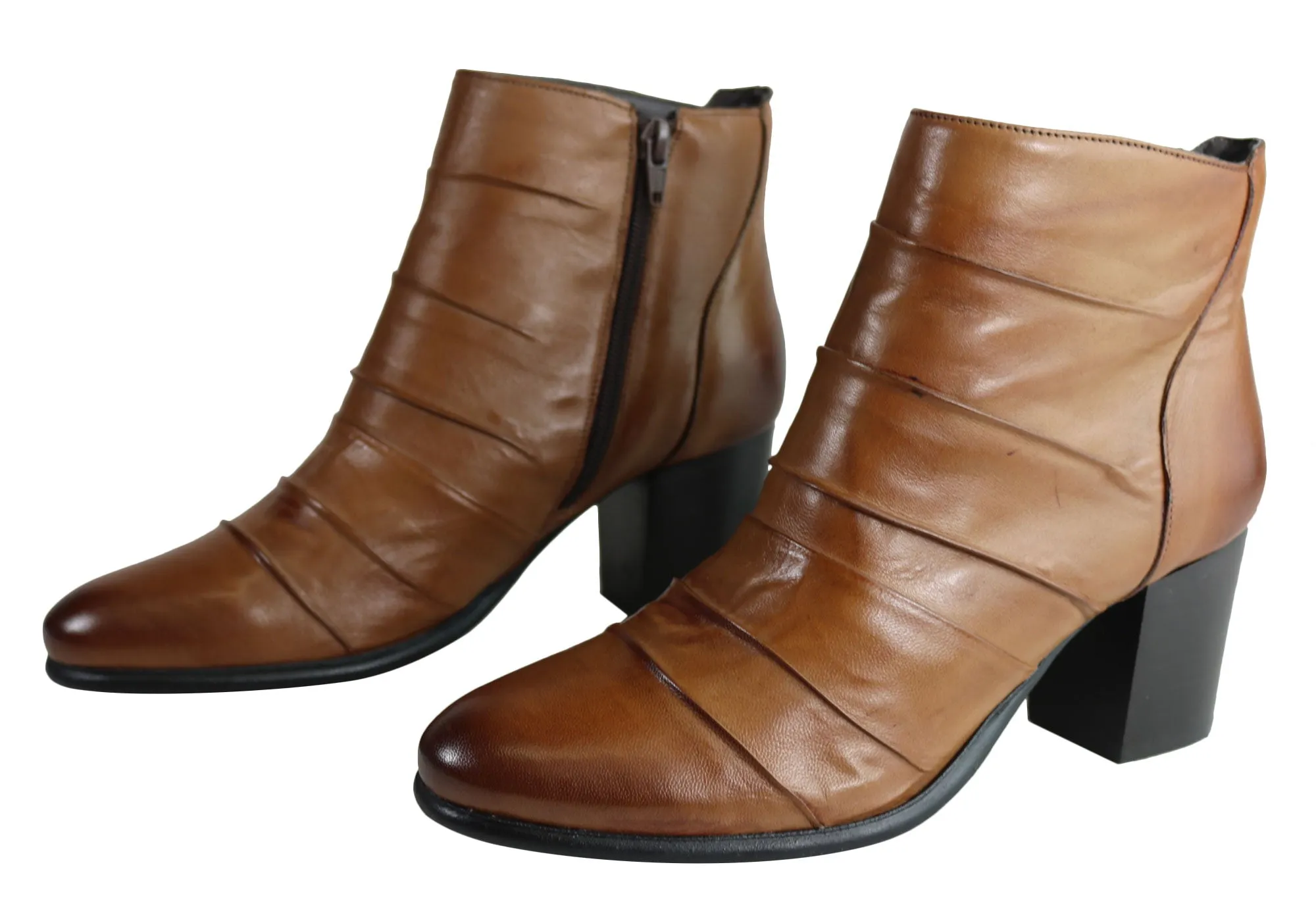 Villione Monica Womens Comfortable Leather Ankle Boots Made In Brazil