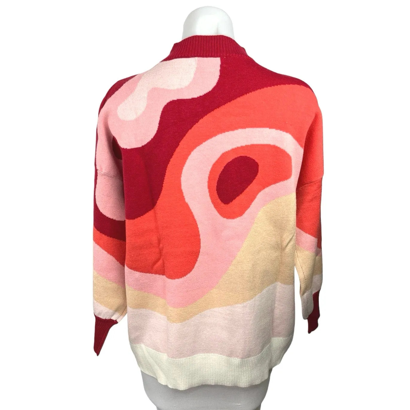 VRG GRL Multicolor Abstract Print Oversized Mock Neck Long Sleeve Sweater Size 8