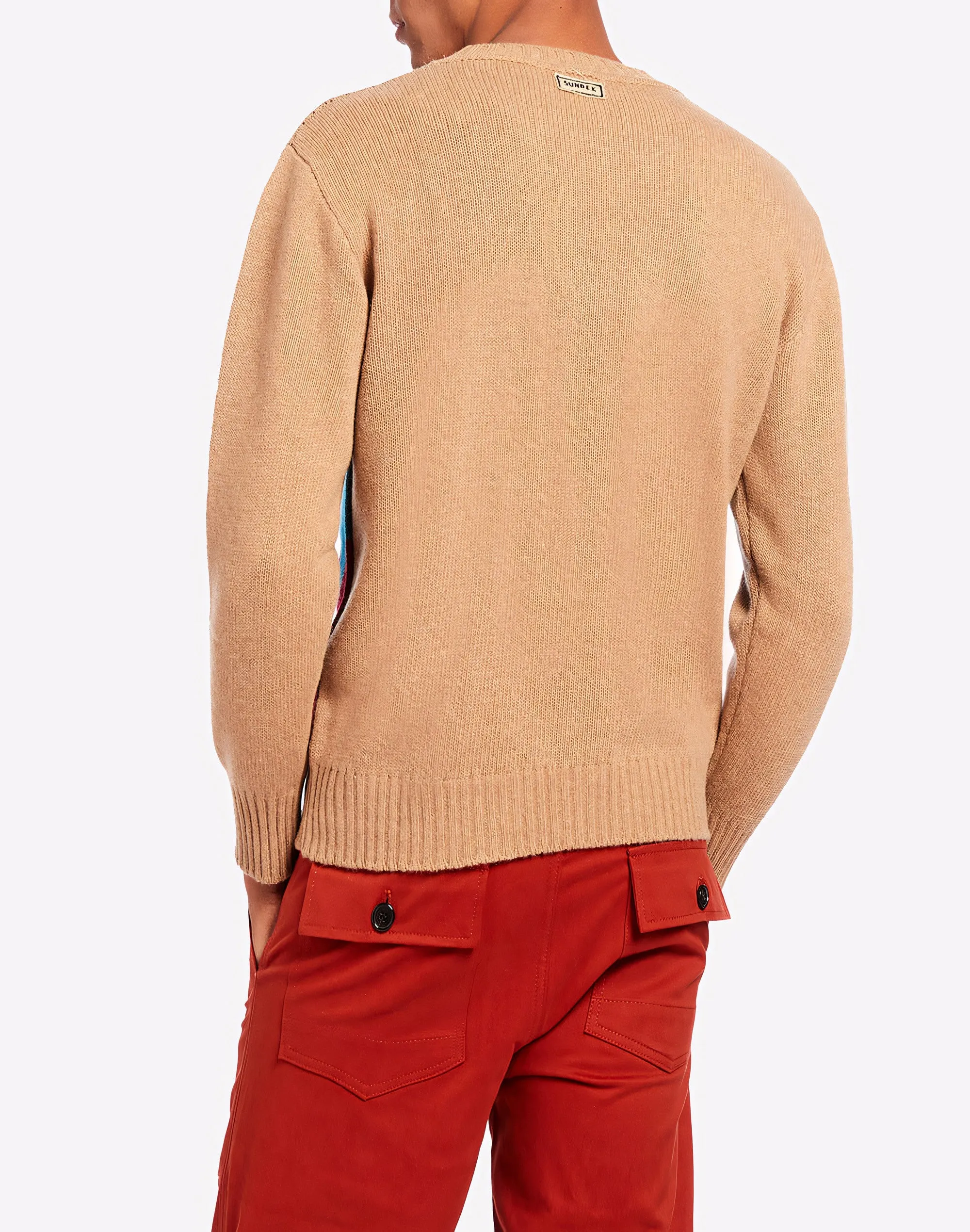 Wave pattern crewneck sweater