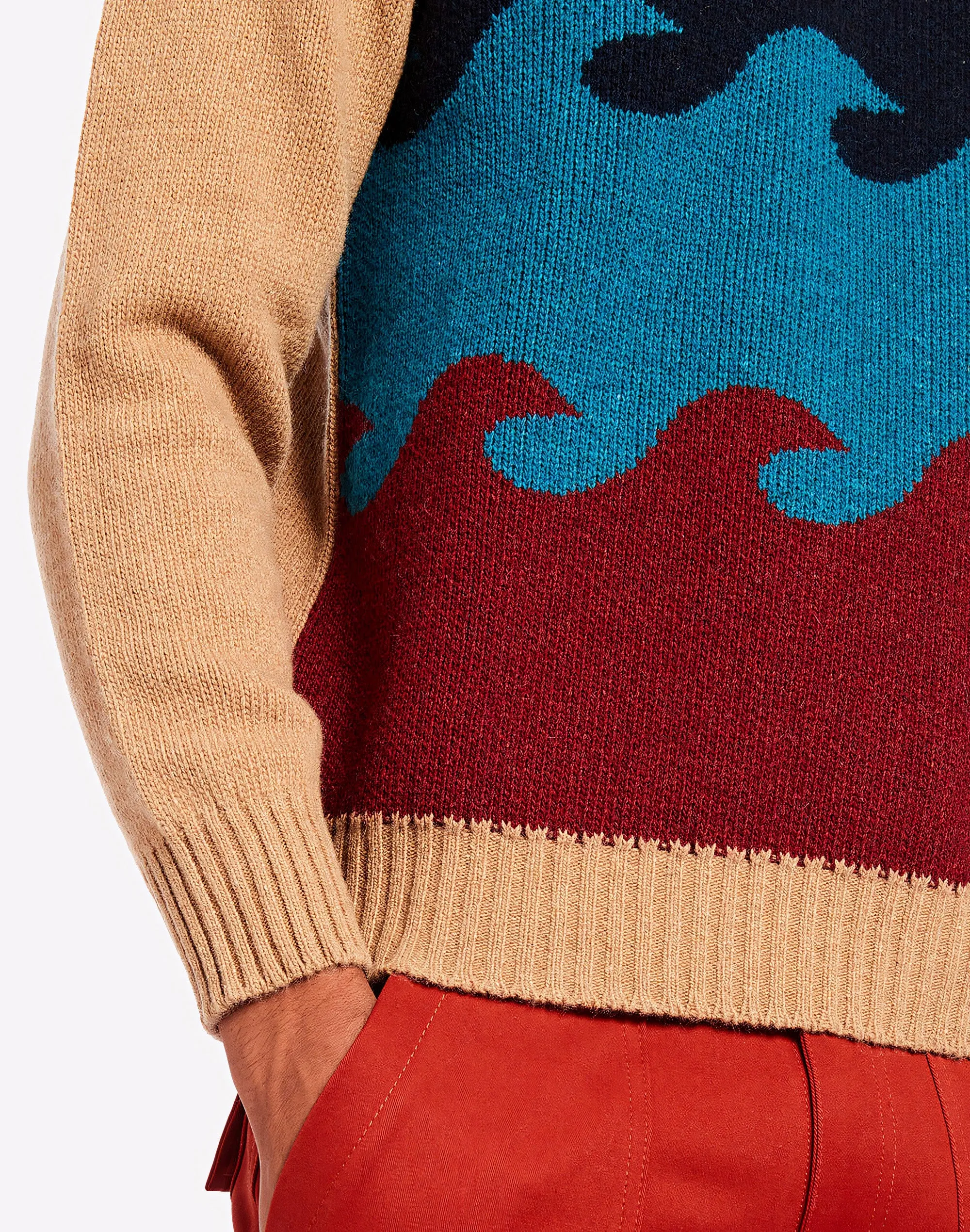 Wave pattern crewneck sweater