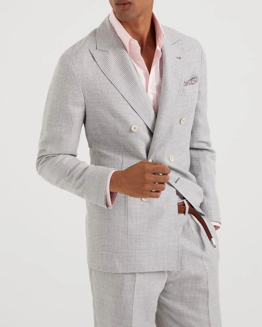 White and Gray Houndstooth Casual Suit