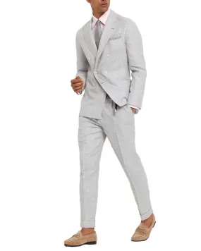 White and Gray Houndstooth Casual Suit