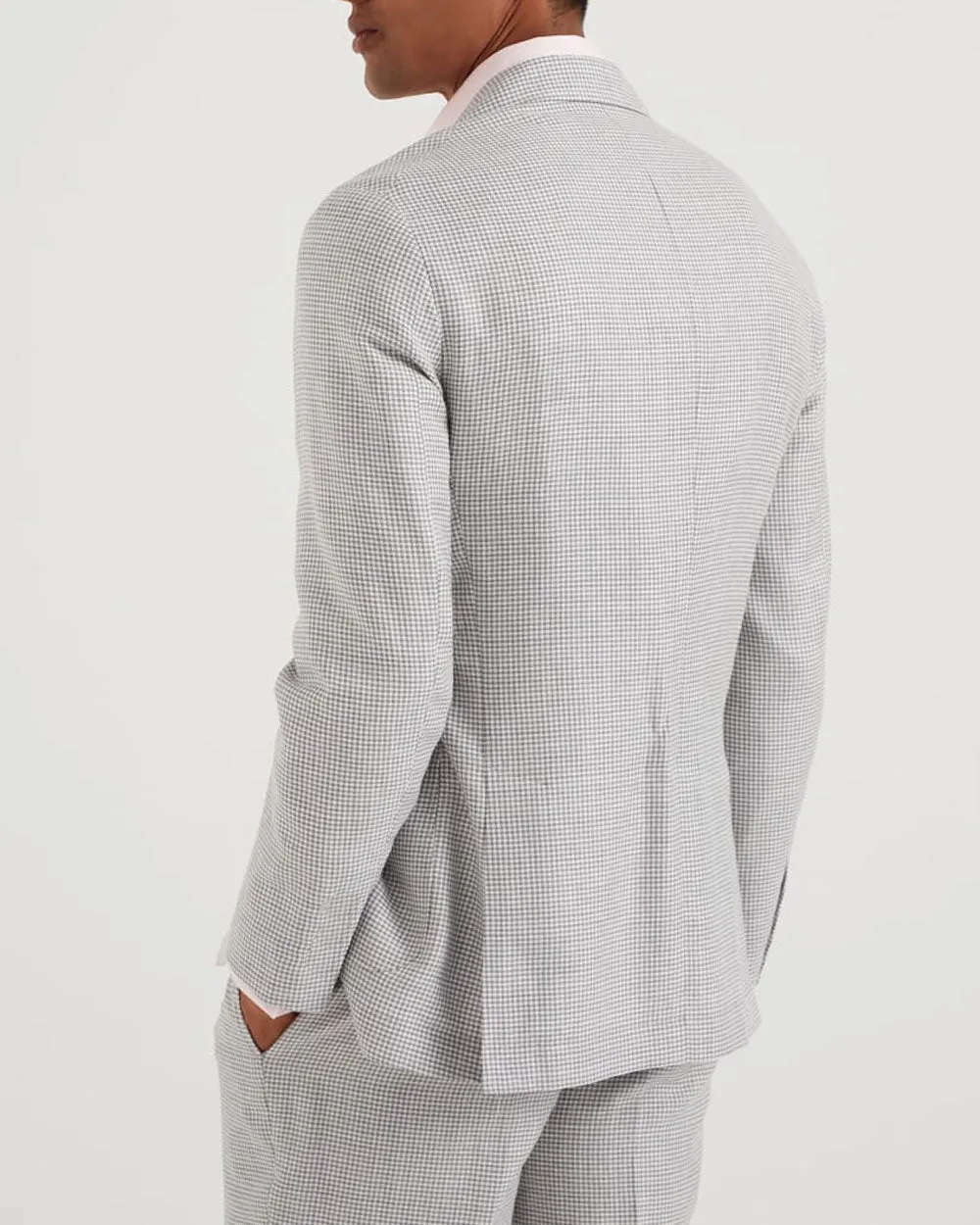 White and Gray Houndstooth Casual Suit