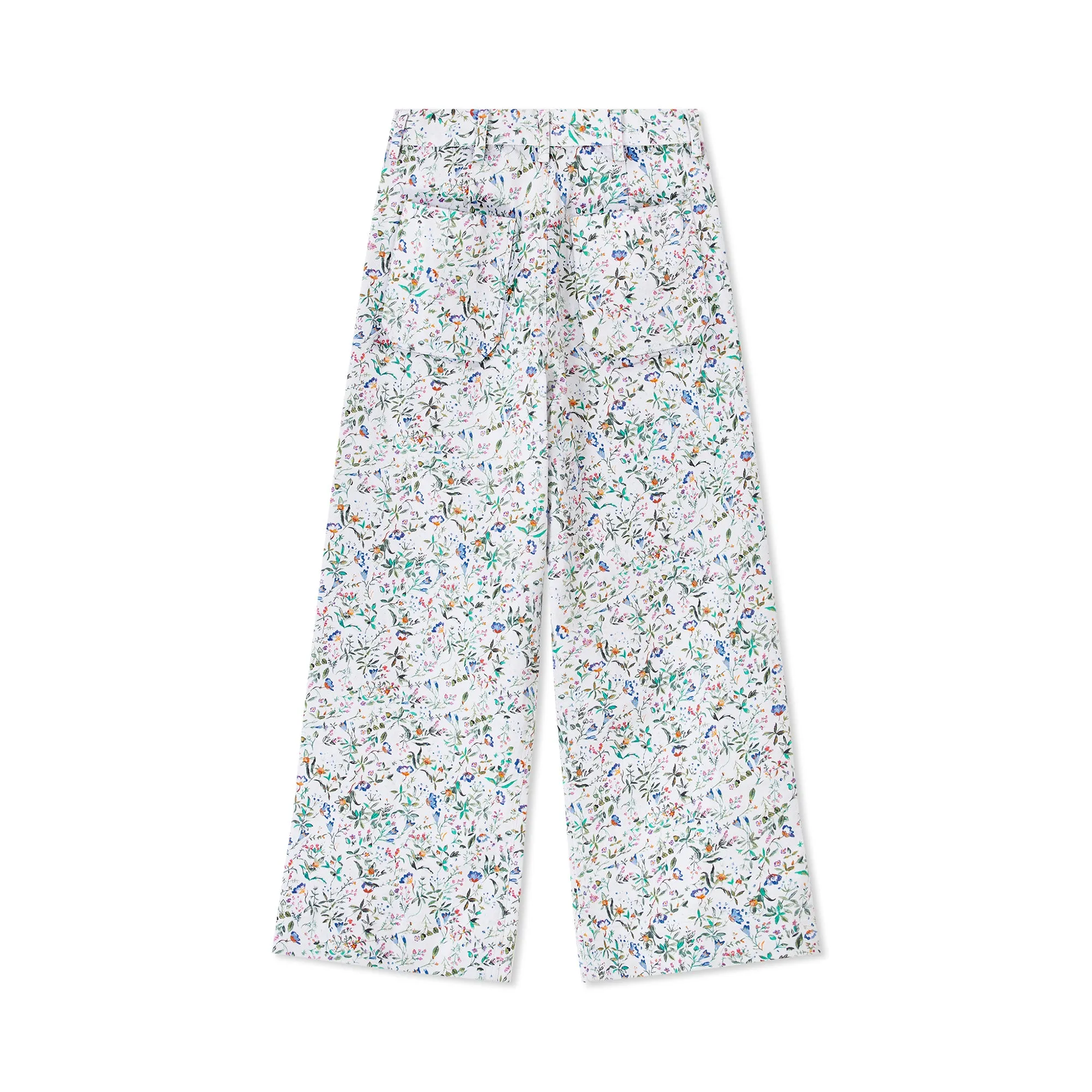 White Botanical Sailor Pants