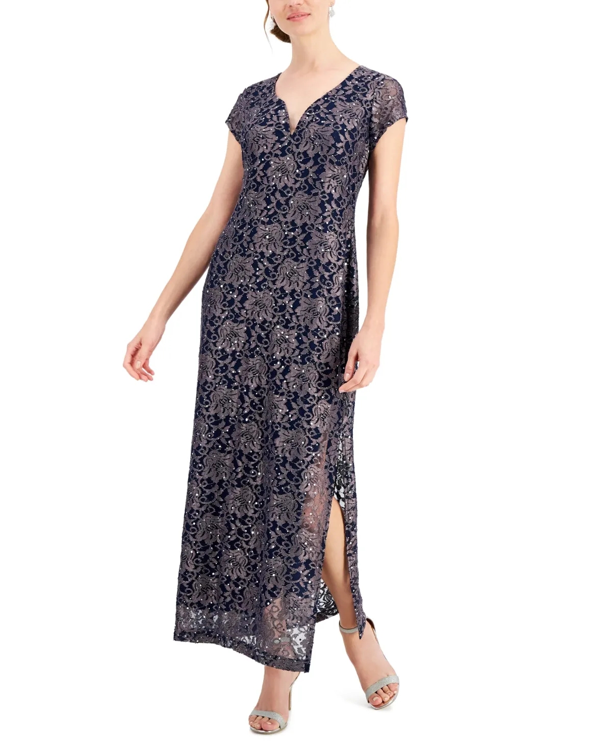 Women's Blue Lace Gown - Size 8 - Connected