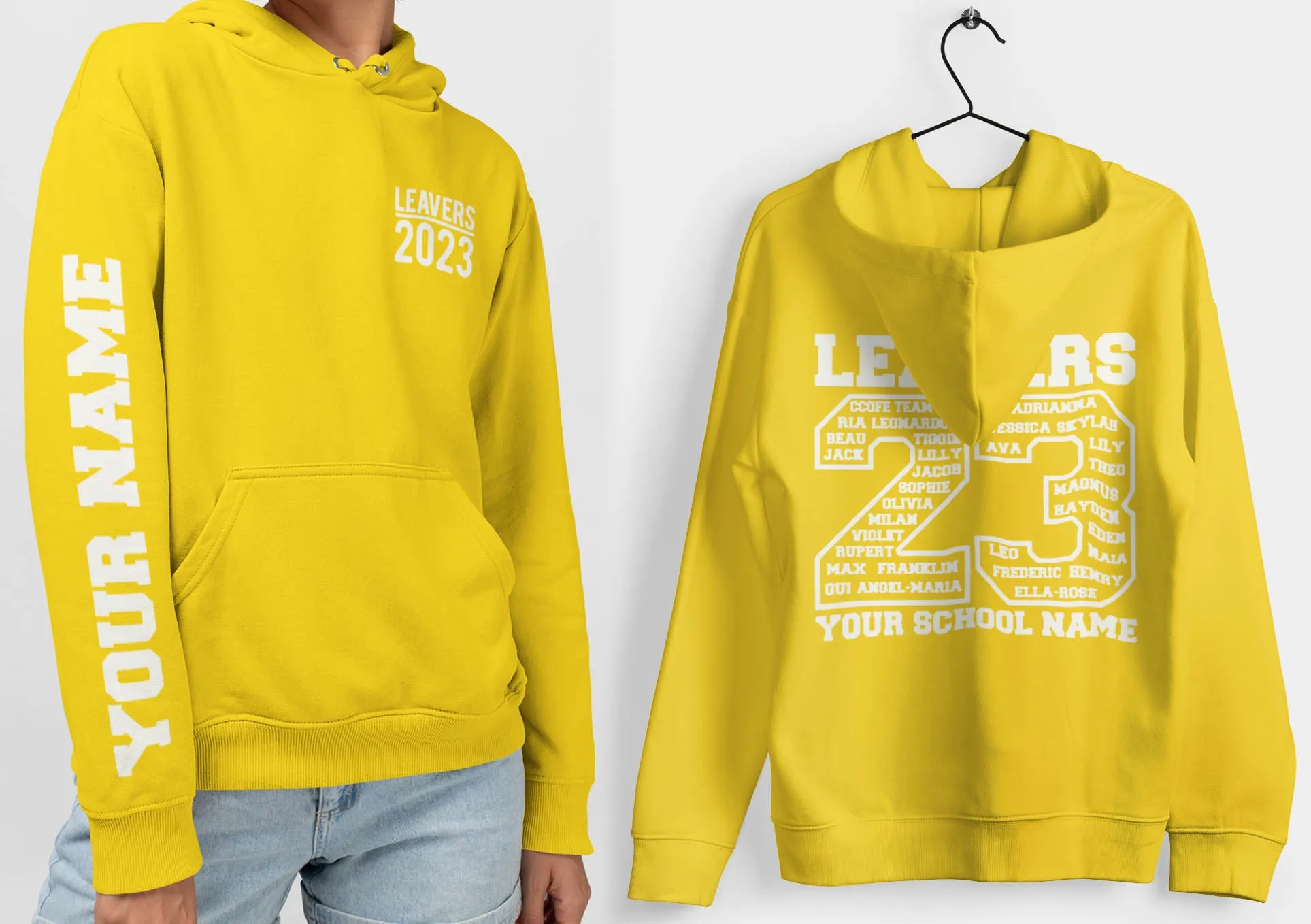 Yellow Leavers Hoodie, Schools, Colleges, Universities & Clubs 2023