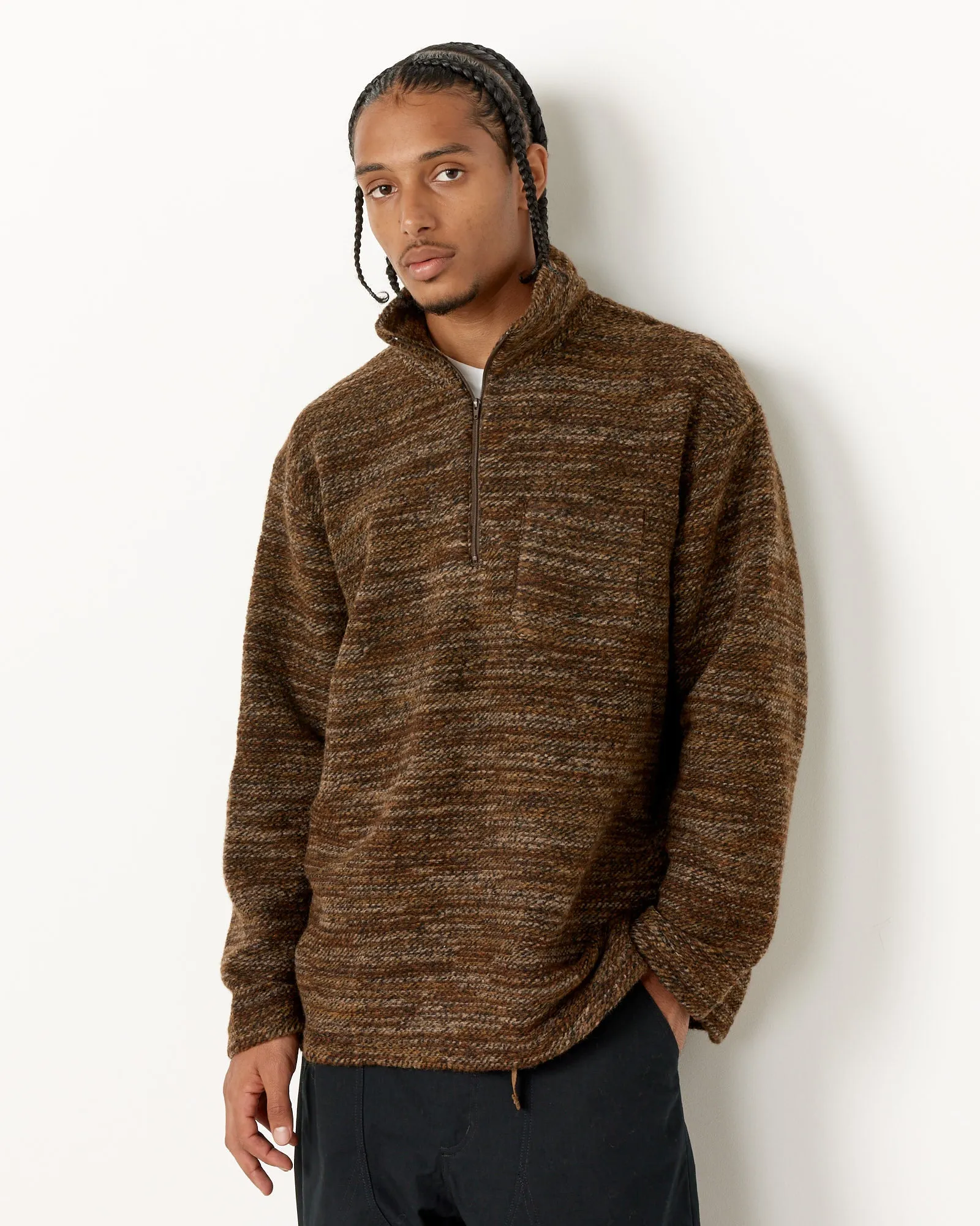 Zippered Mock Neck Knit